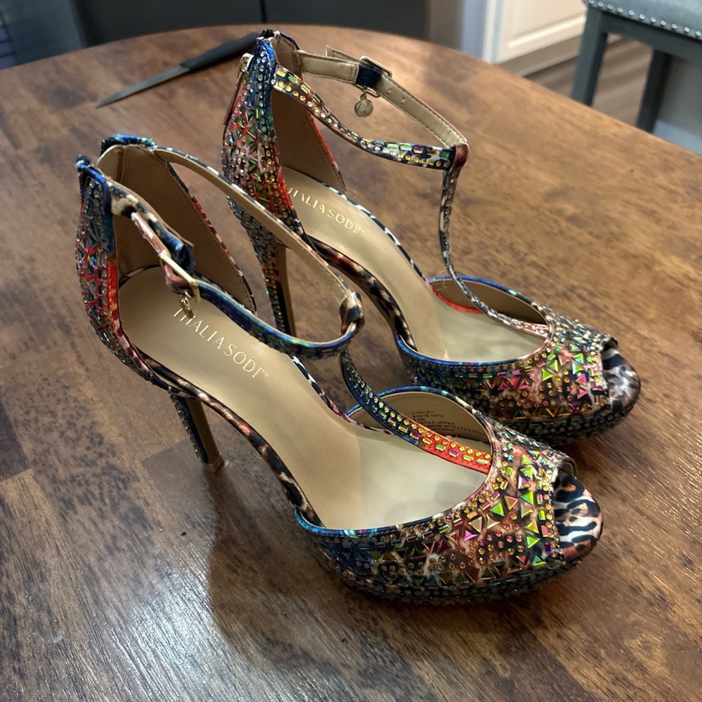 Thalia Sodi Multicolor Studded Heels